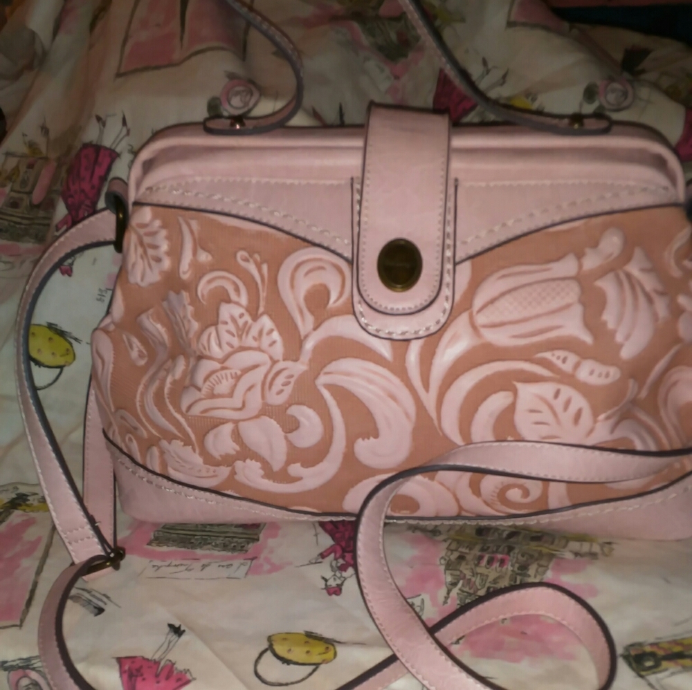Women's Pink Floral Embossed Crossbody Bag
